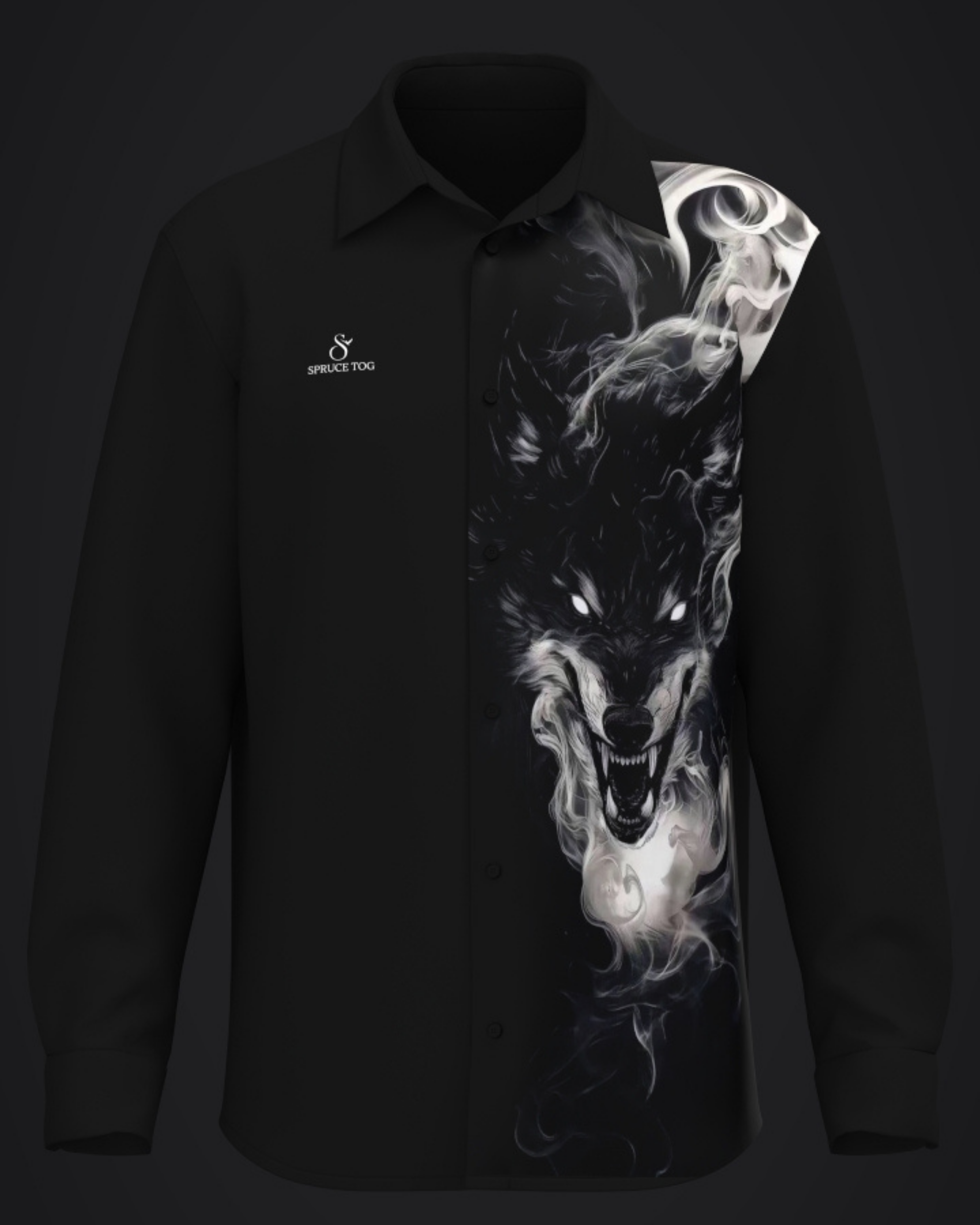 Phantom Wolf – Hand-Painted Premium Black Shirt