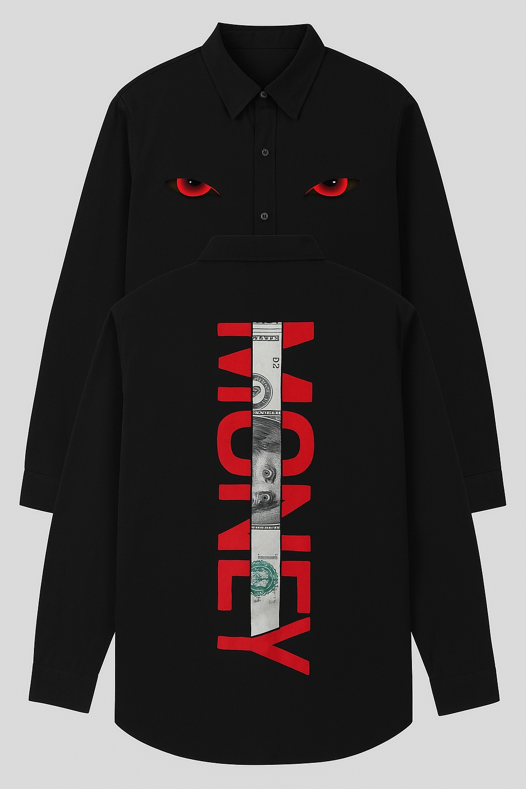 Hand-Painted “Money Eyes” Shirt – 100% Premium Japanese Giza Cotton | Bold Streetwear Art