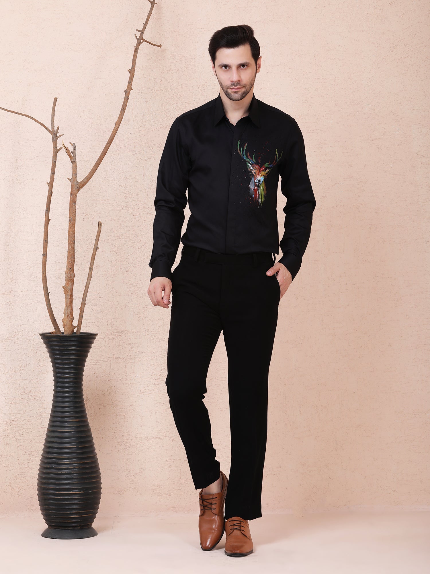 “Majestic Stag” Hand-Painted Shirt