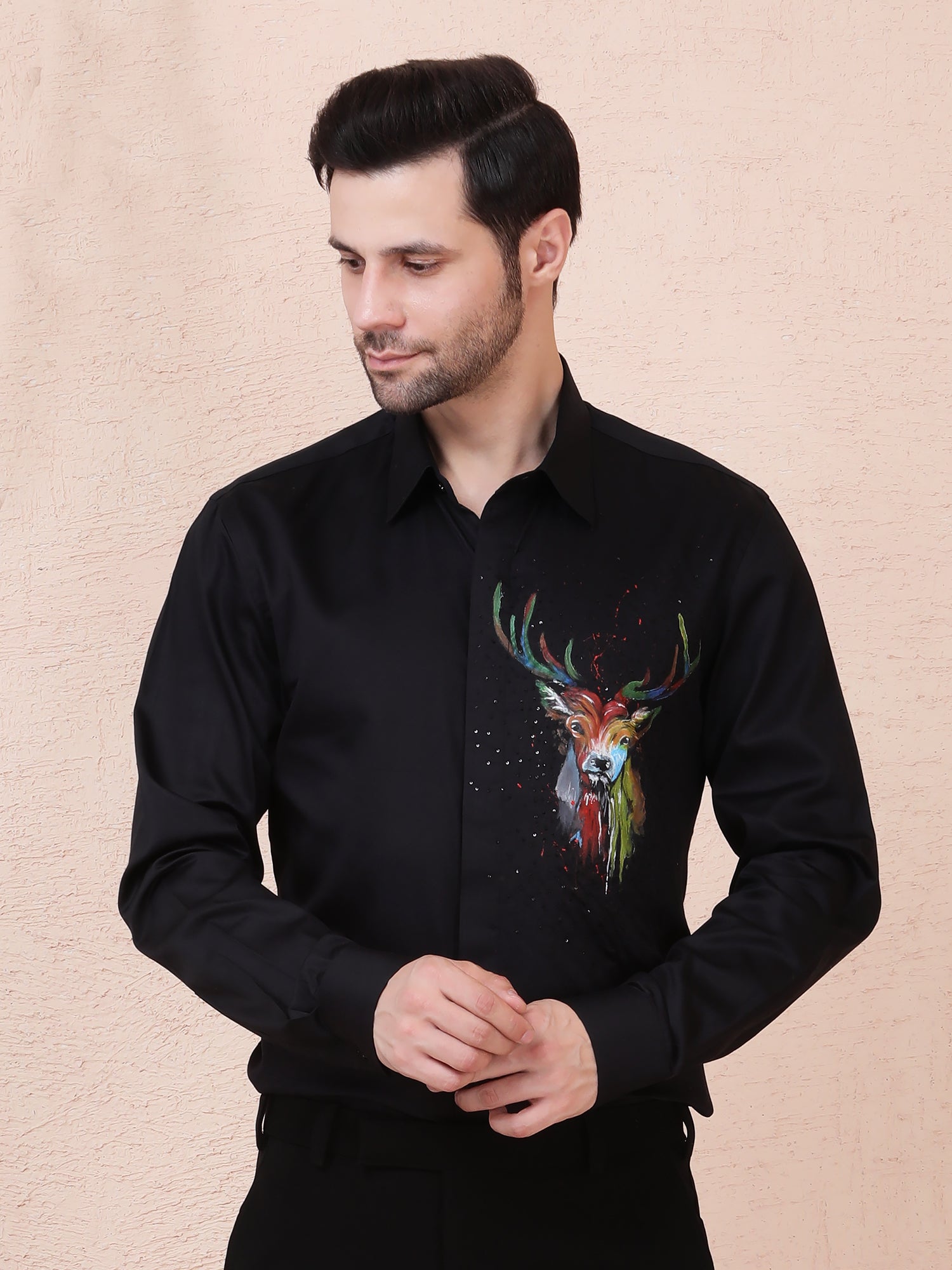 “Majestic Stag” Hand-Painted Shirt