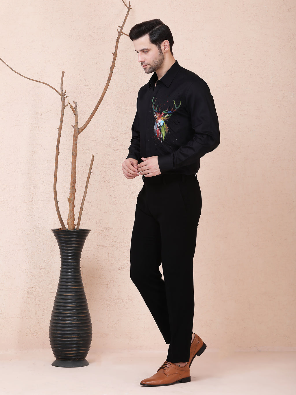 “Majestic Stag” Hand-Painted Shirt