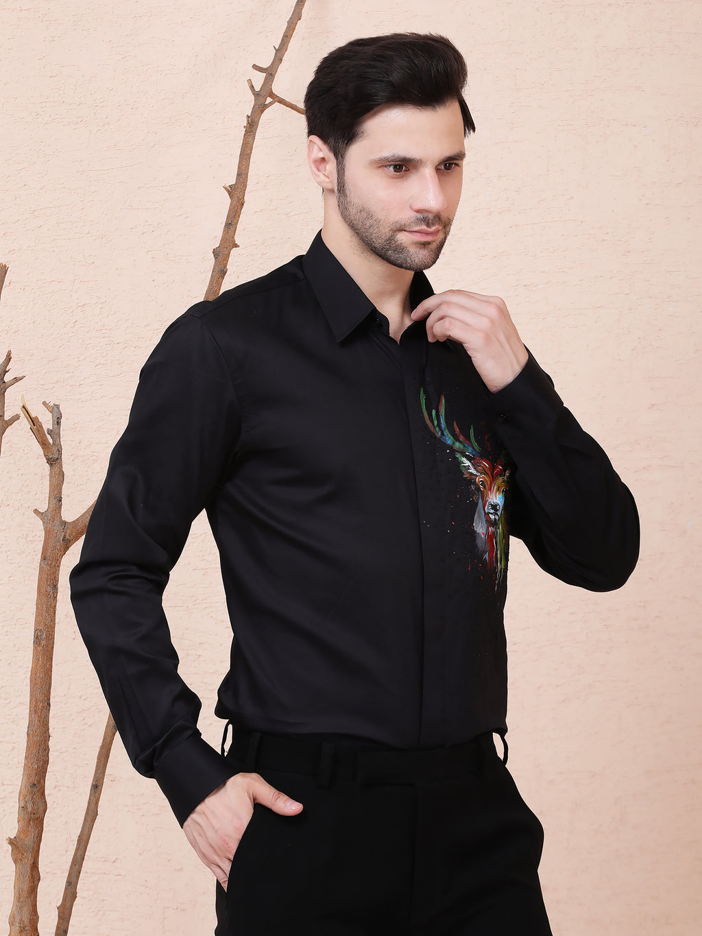 “Majestic Stag” Hand-Painted Shirt