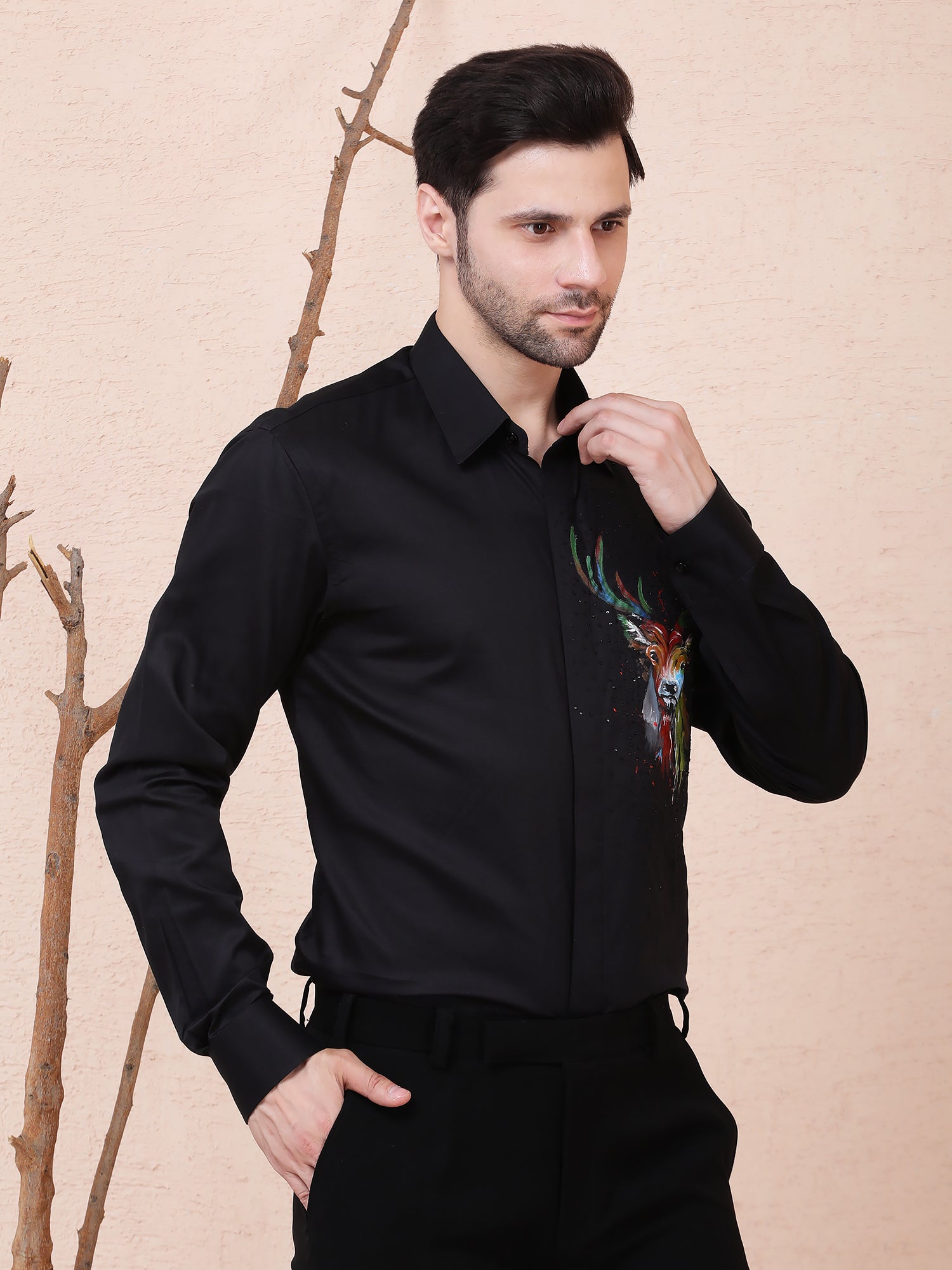 “Majestic Stag” Hand-Painted Shirt