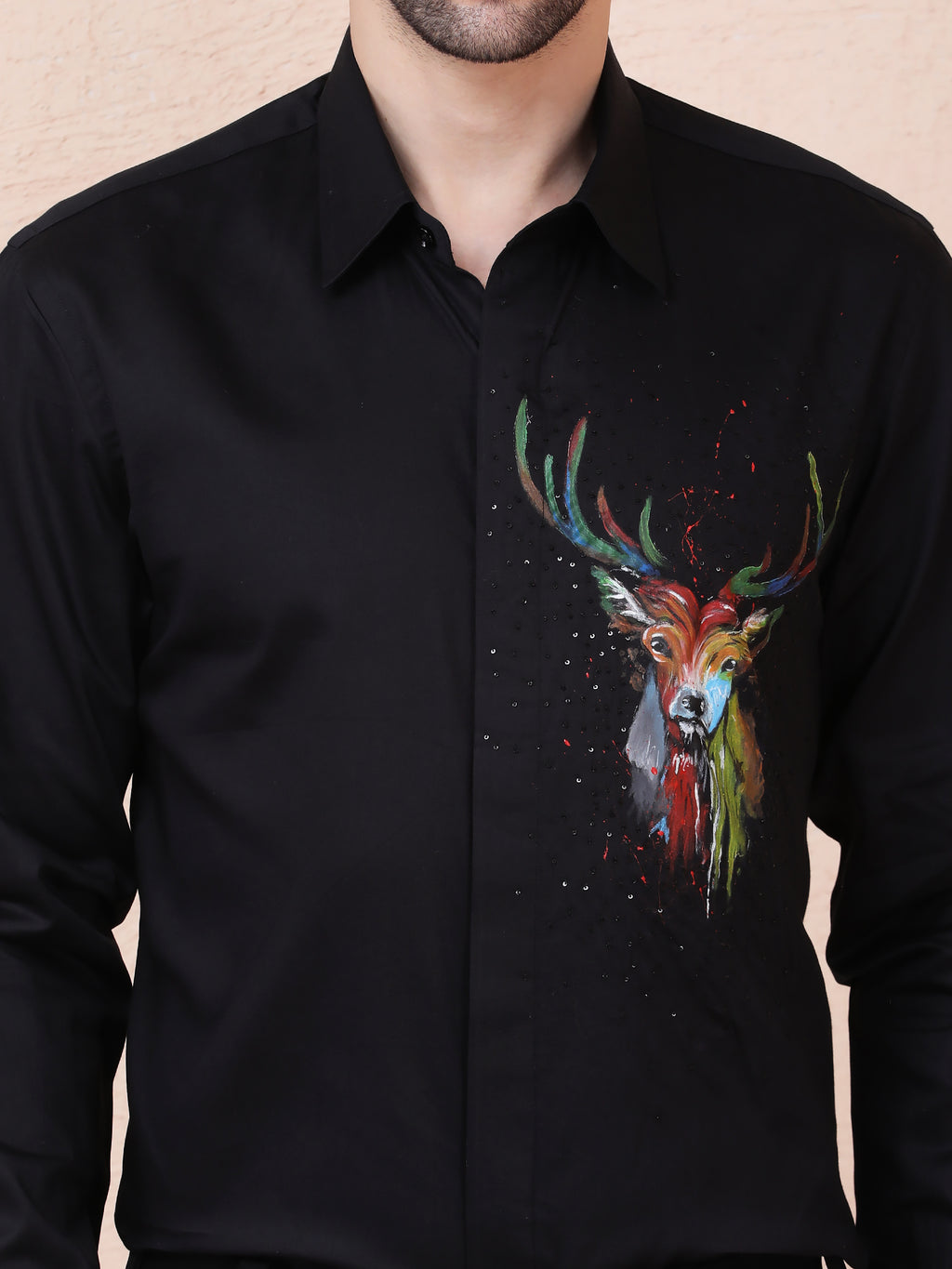 “Majestic Stag” Hand-Painted Shirt
