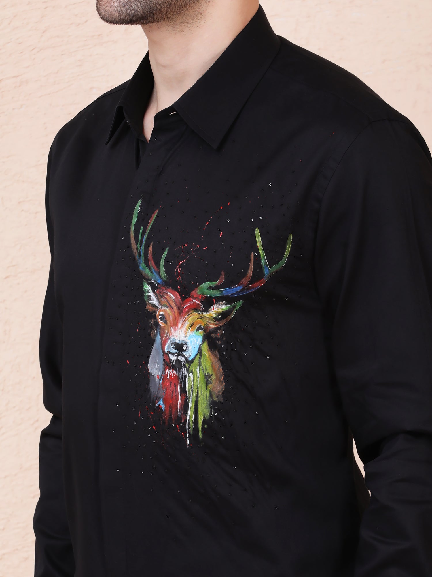 “Majestic Stag” Hand-Painted Shirt